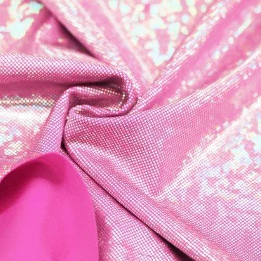 Hologram Lycra Stof (Verbrijzeld Glas) Fel Roze - (Dans Stoffen)