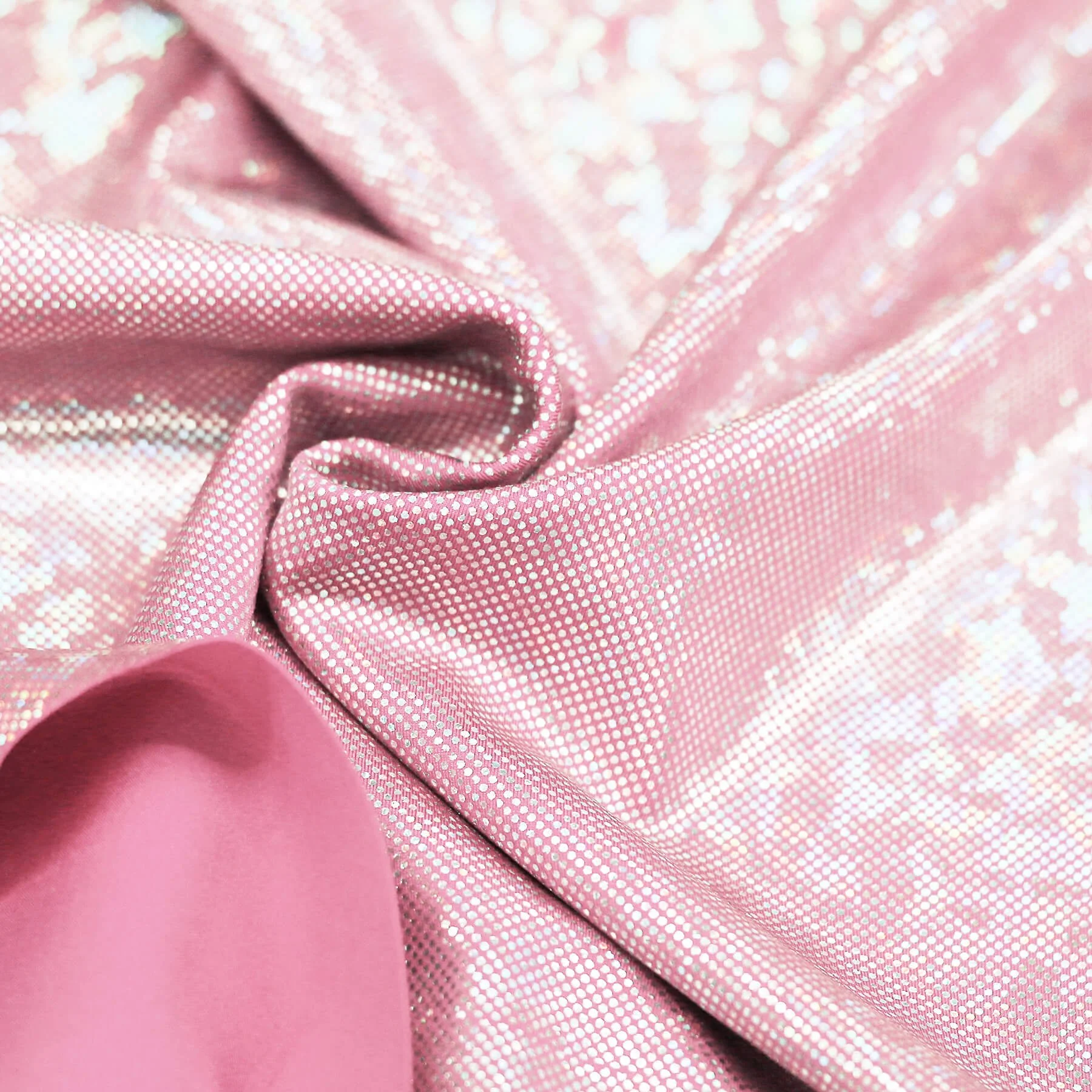Hologram Lycra Stof (Verbrijzeld Glas) Licht Roze