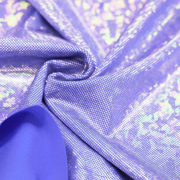 Hologramm Lycra Stoff (Zerbrochenes Glas) Flieder - (Tanz Stoffe)