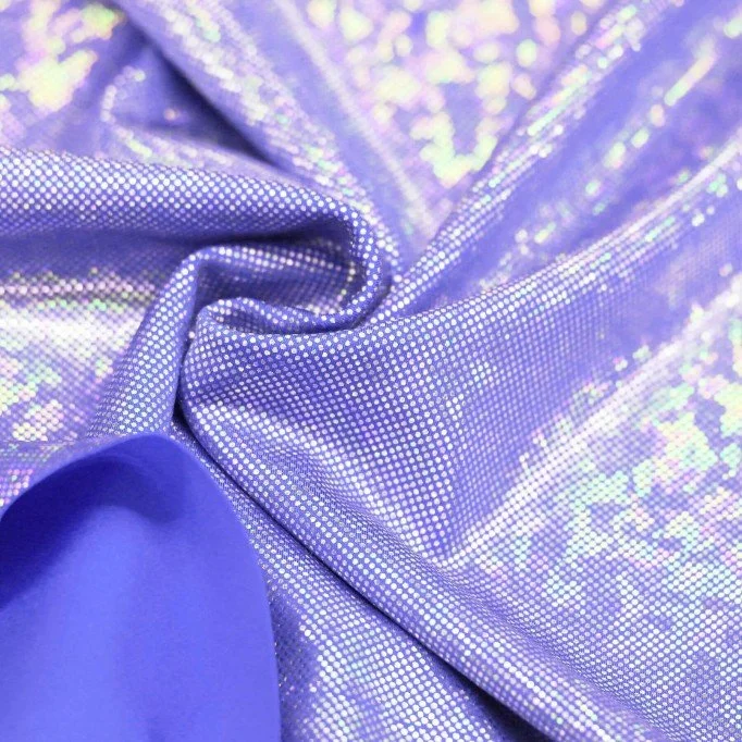 Hologram Lycra Stof (Spræng Glas) Lilla - (Dansestoffer)