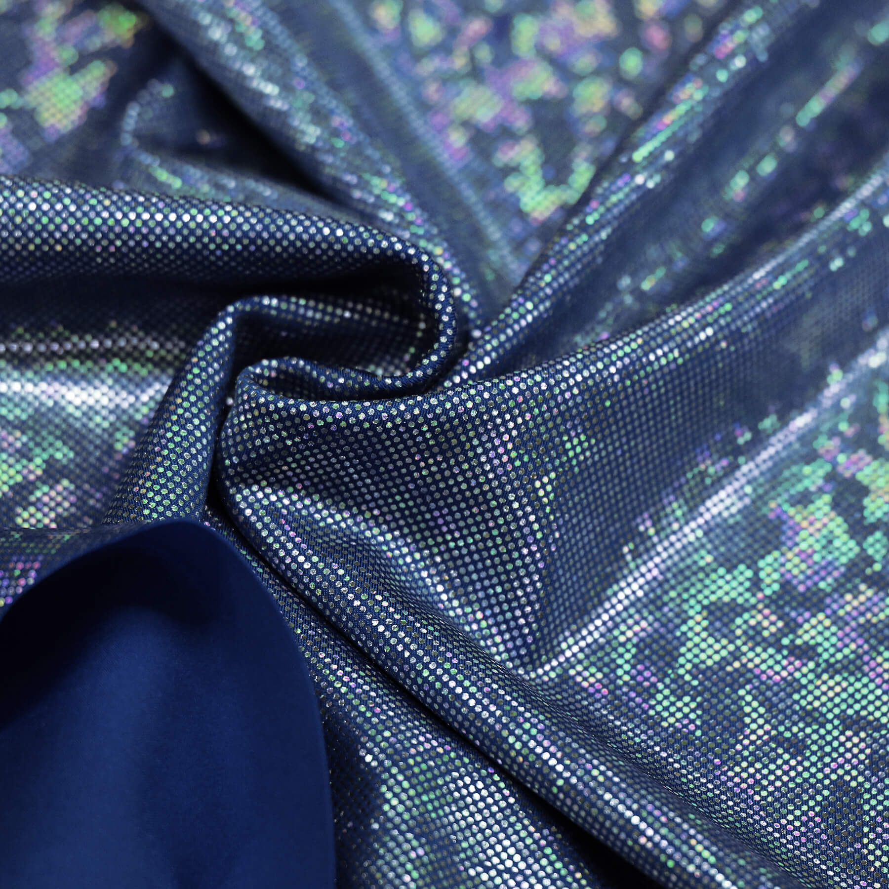 Hologram Lycra Stof (Verbrijzeld Glas) Marine