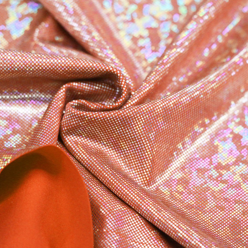 Hologram Lycra Fabric (Shattered Glass) Orange