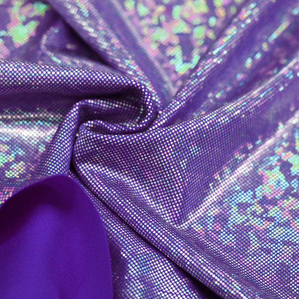 Hologram Lycra Fabric (Shattered Glass) Purple