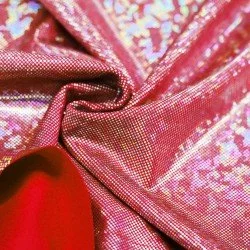 Hologram Lycra Stof (Verbrijzeld Glas) Rood