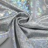 Hologramm Lycra Stoff (Zerbrochenes Glas) Silbergrau
