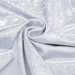 Hologramm Lycra Stoff (Zerbrochenes Glas) Weiß / Silber