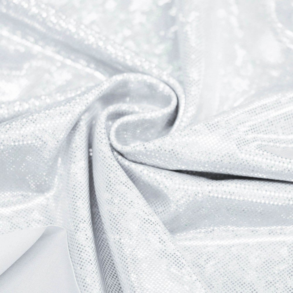 Hologram Lycra Fabric (Shattered Glass) White / Silver