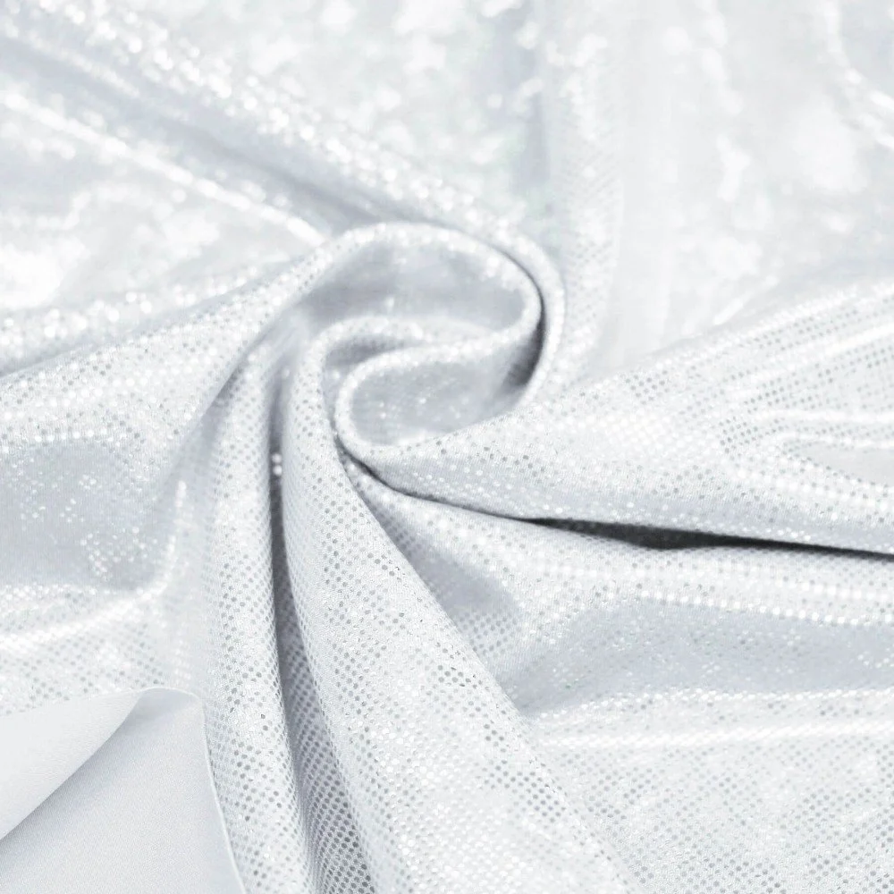 Hologram Lycra Fabric (Shattered Glass) White / Silver