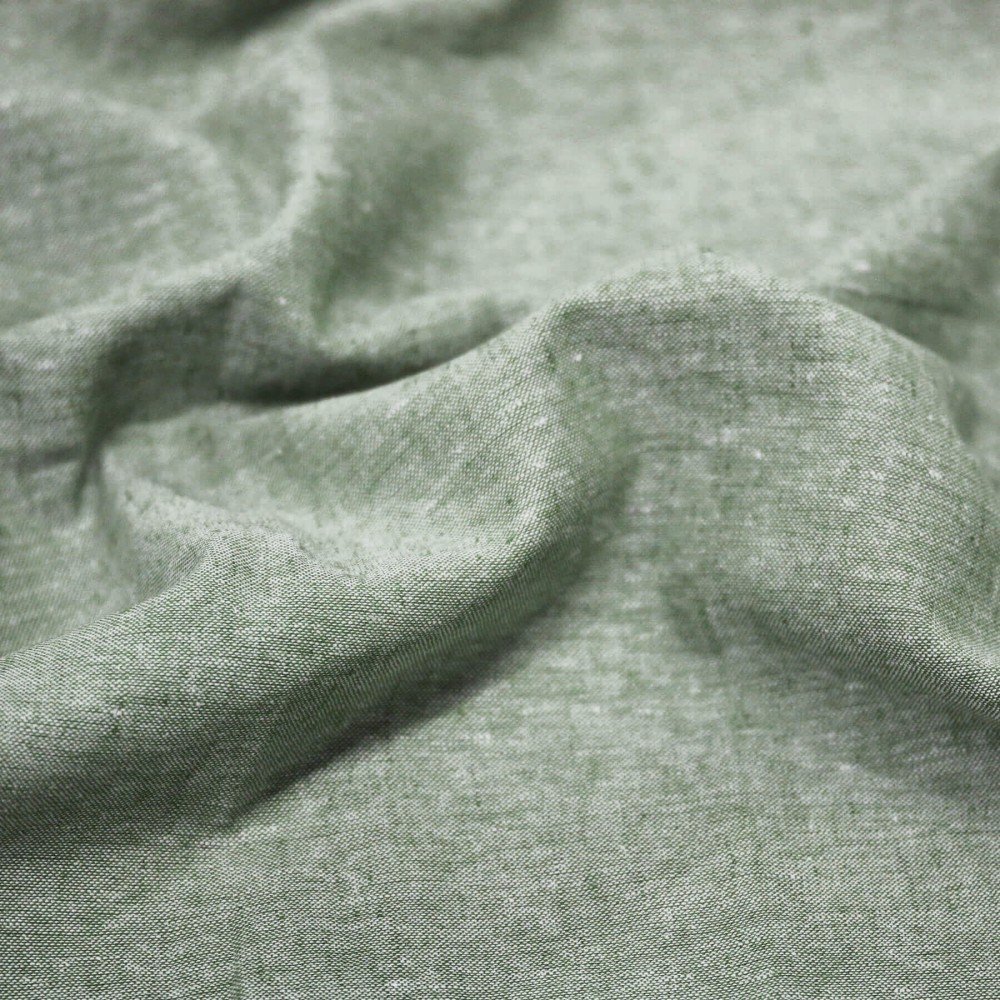 Leinen Chambray Stoff Armeegrün