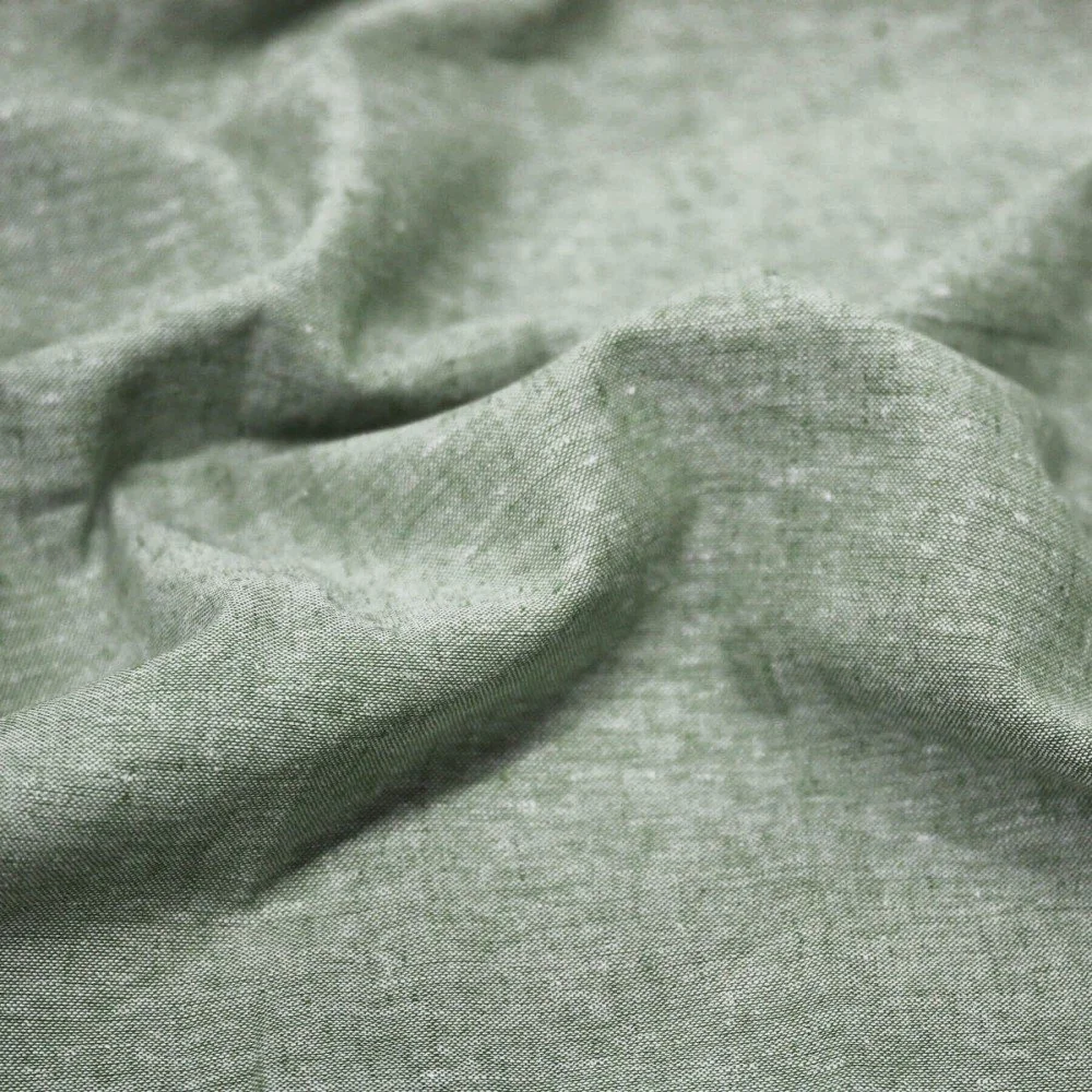Leinen Chambray Stoff Armeegrün