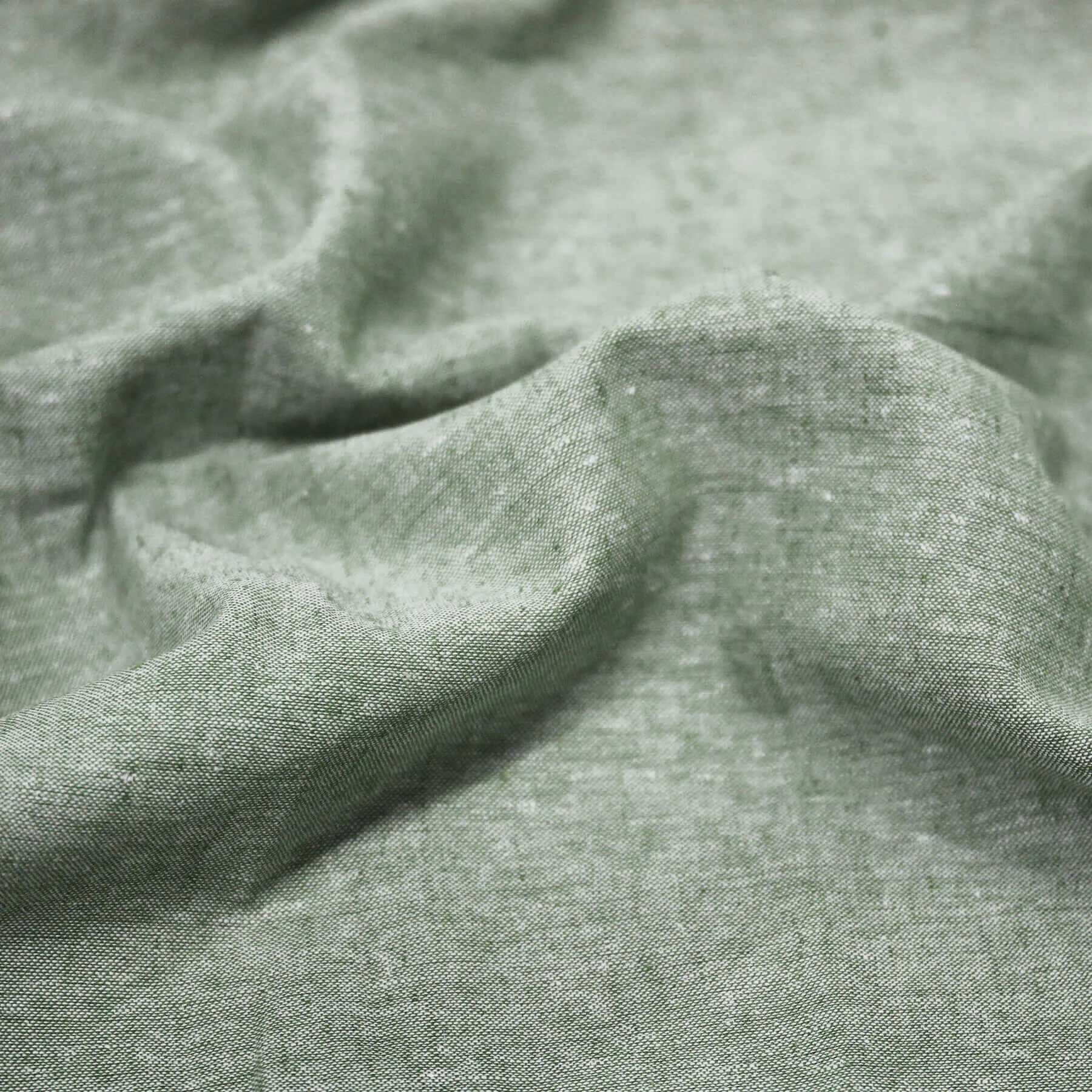 Linnen Chambray Stof Leger Groen
