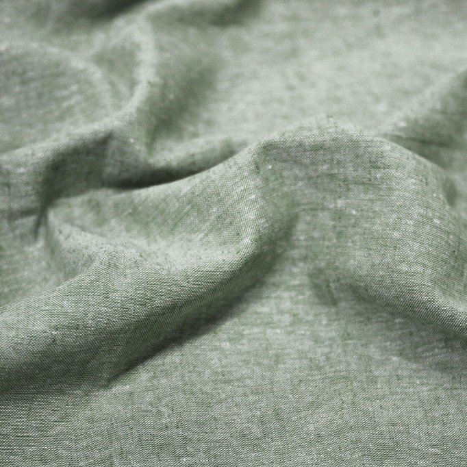 Hør Chambray Stof Militærgrøn - (Dekorationsstoffer)