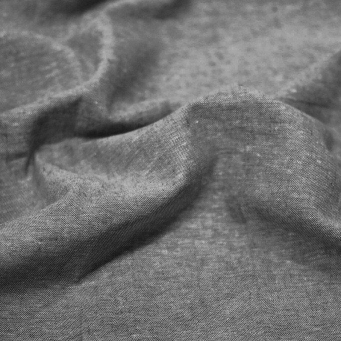 Hør Chambray Stof Sort - (Dekorationsstoffer)