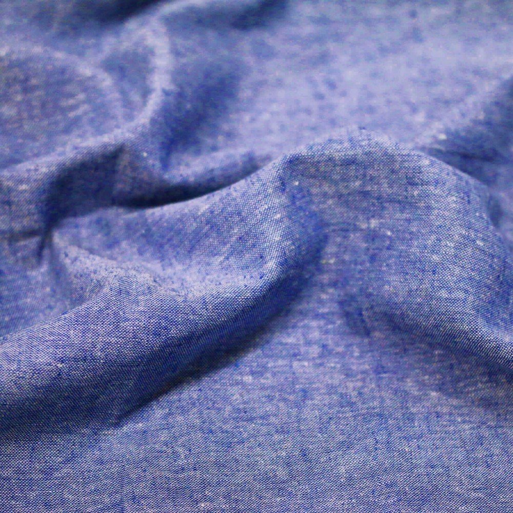 Leinen Chambray Stoff Kobalt