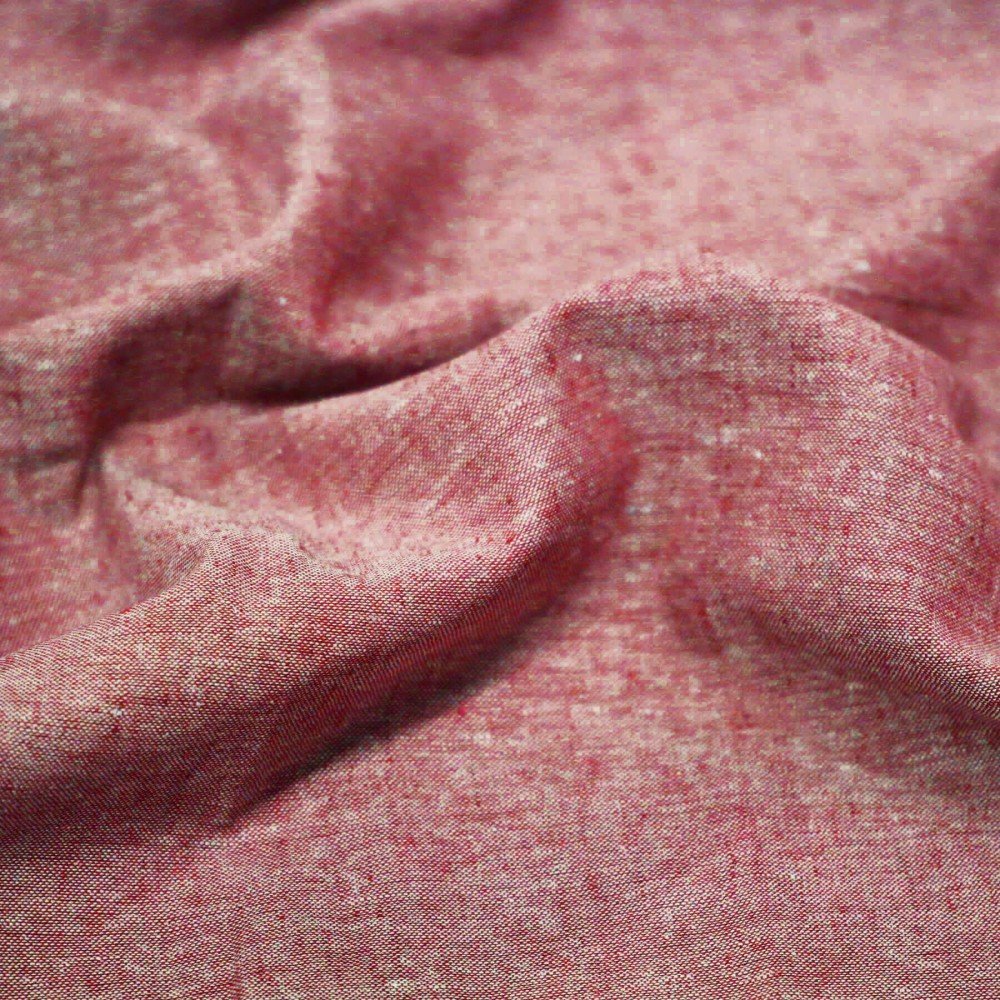 Leinen Chambray Stoff Dunkelrot