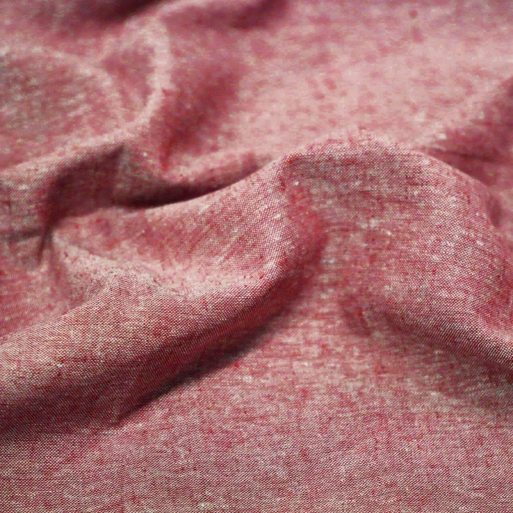 Leinen Chambray Stoff Dunkelrot