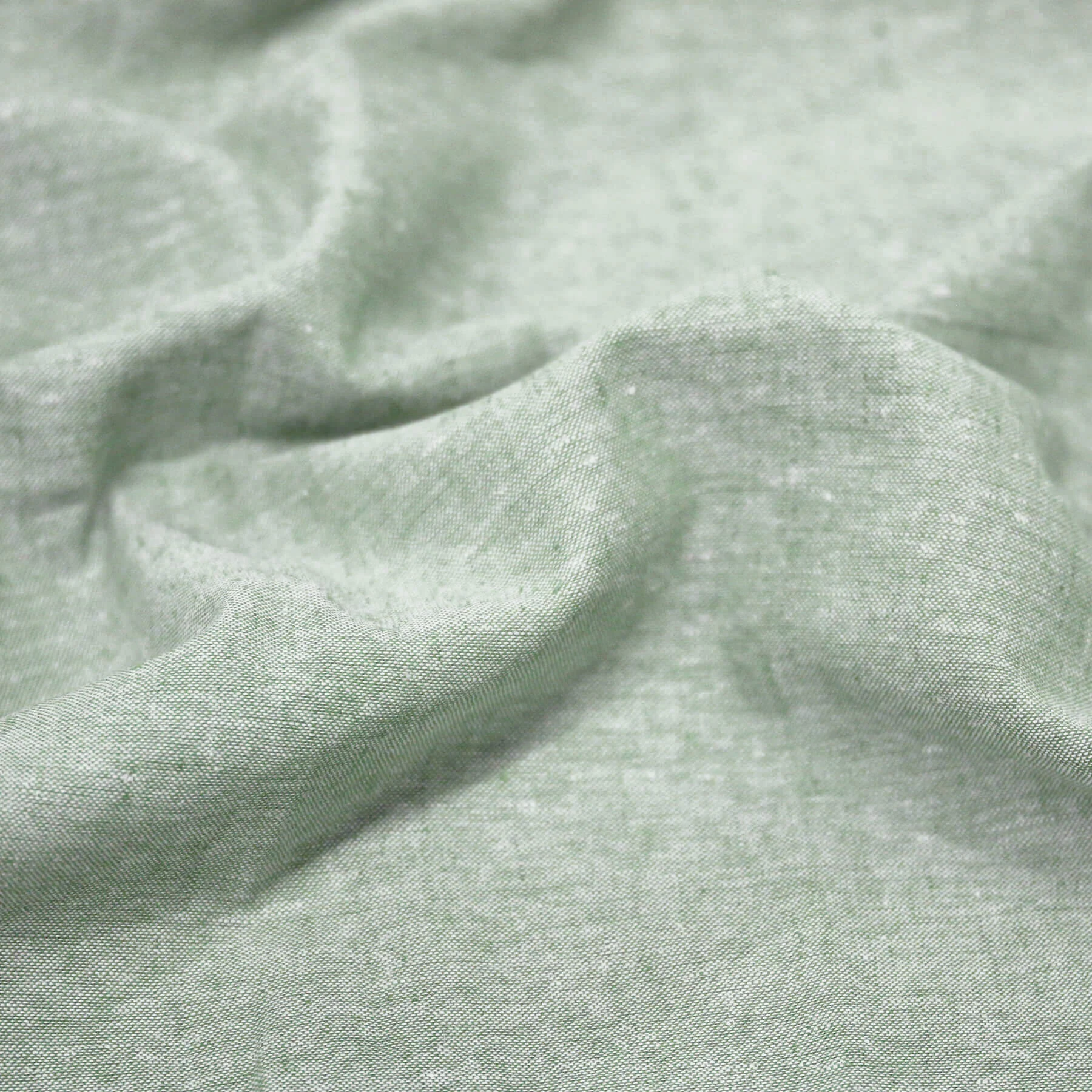 Linnen Chambray Stof Dusty Groen