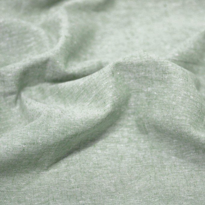 Linnen Chambray Stof Dusty Groen - (Decoratiestoffen)