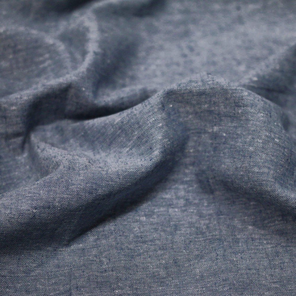 Leinen Chambray Stoff Marine