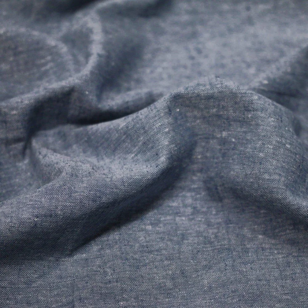 Leinen Chambray Stoff Marine