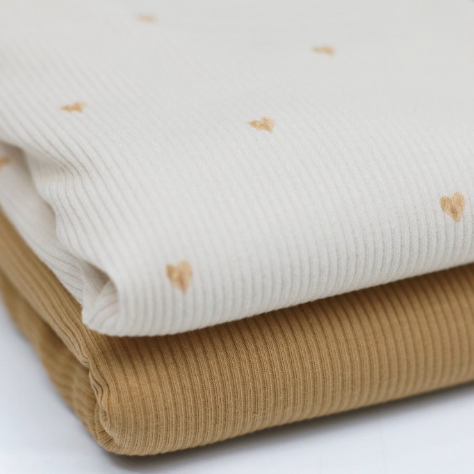 Rib Jersey Stof - Mini Kamel Hartjes Rib Jersey Stof - Mini Kamel Hartjes - (Jersey Stoffen)