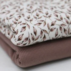 Tessuto Doppia Garza Stampa Digitale - Foglia Dipinta Mauve Antico Tessuto Doppia Garza Stampa Digitale - Foglia Dipinta Mauve Antico