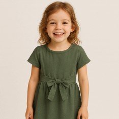 Tessuto Di Cotone Lavato Verde Militare