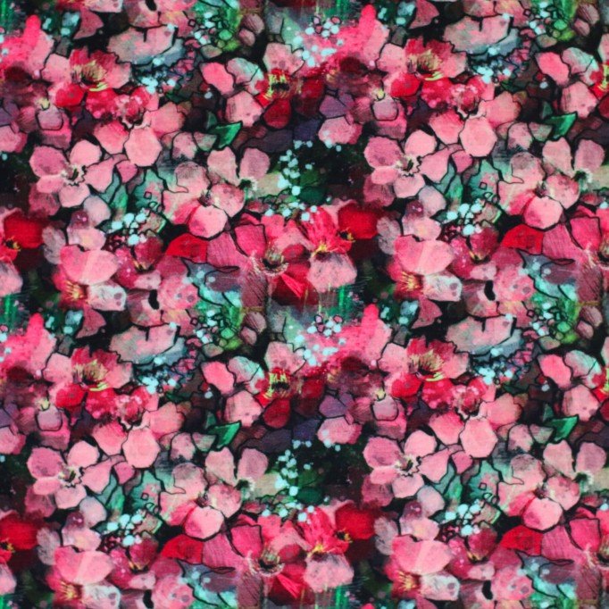 Digital Print Bamboo Jersey - Flowering Branches Digital Print Bamboo Jersey - Flowering Branches - (Printed Jersey Fabric)