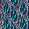Digital Print Bamboo Jersey - Abstract Leaves Blue
