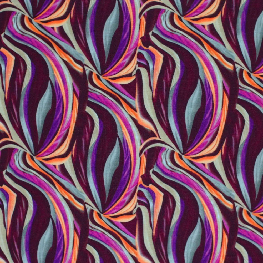 Digitale Print Bamboe Jersey - Abstracte Bladeren Paars Digitale Print Bamboe Jersey - Abstracte Bladeren Paars
