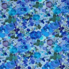 Digital Print Bamboo Jersey - Watercolor Flowerfield Cobalt