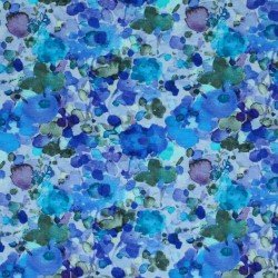 Digitale Print Bamboe Jersey - Aquarel Bloemenveld Kobalt