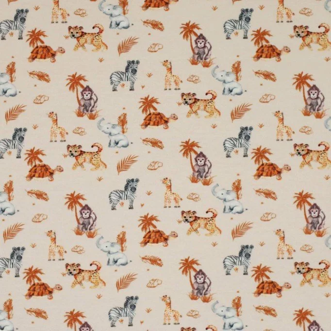 Jersey Di Cotone Stampa Digitale - Animali Africani - (Jersey Di Cotone Digitale Stampata)