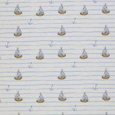 Jersey Cotton Fabric Digital Print - Maritime Boats Jersey Cotton Fabric Digital Print - Maritime Boats