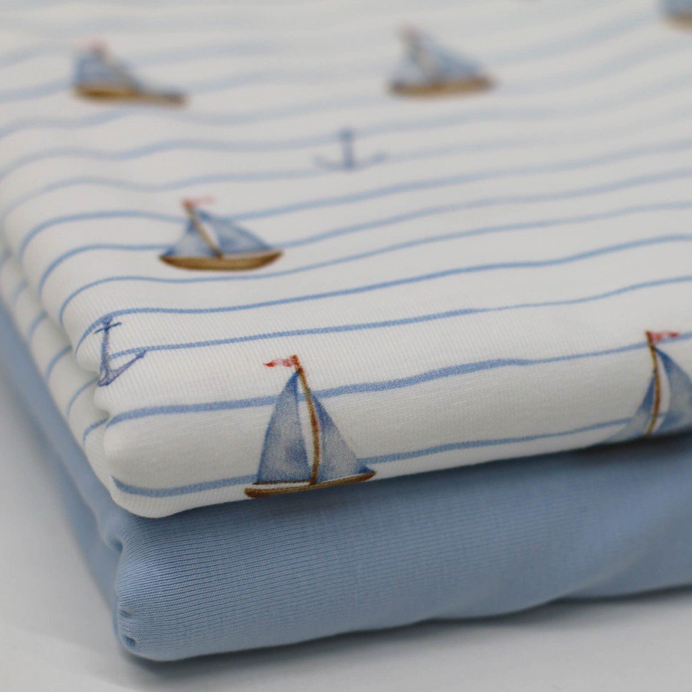 Bomuldjersey Digital Print - Maritime Både