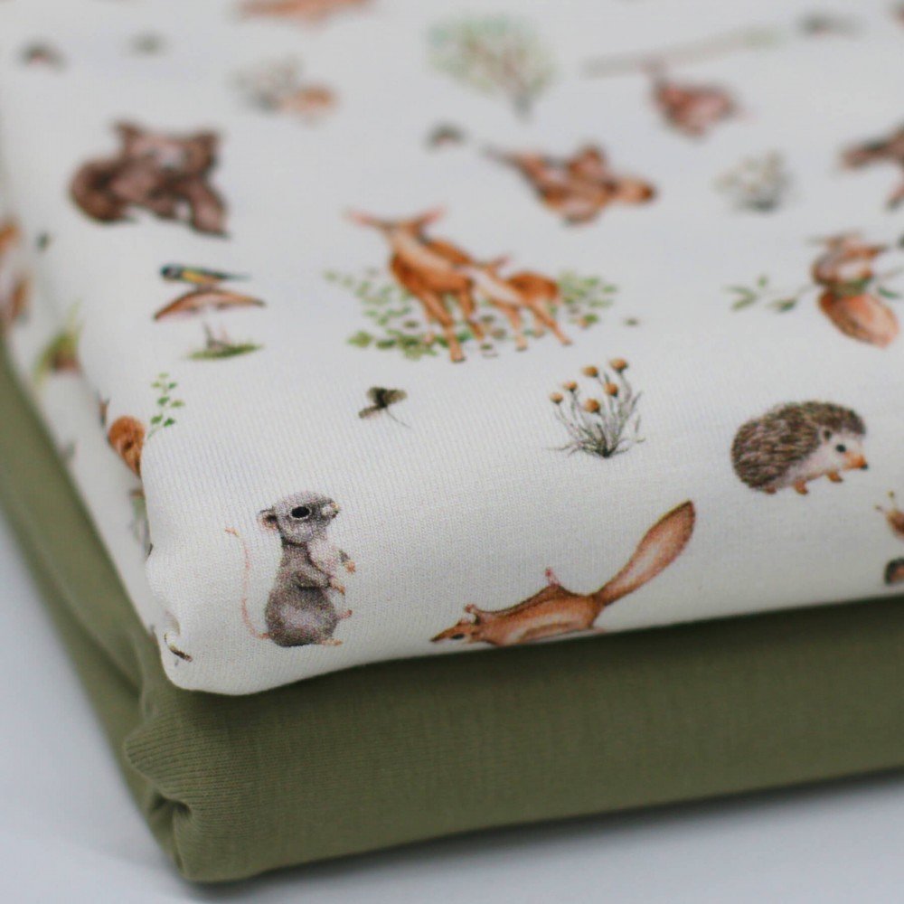Bomuldjersey Digital Print - Natur Dyr