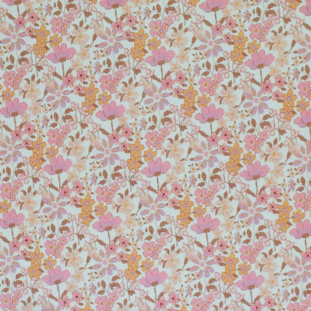 Rib Jersey Strikstof - Pastel Engblomst