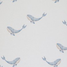 Rib Knit Jersey Fabric - Big Whale Steel Blue
