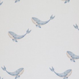 Rib Knit Jersey Fabric - Big Whale Steel Blue