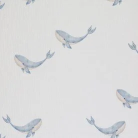 Rib Knit Jersey Fabric - Big Whale Steel Blue