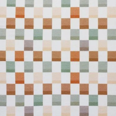 Tessuto Jersey Di Cotone Costine - Blocchi 25mm Marrone Oliva - (Jersey Tessuti)