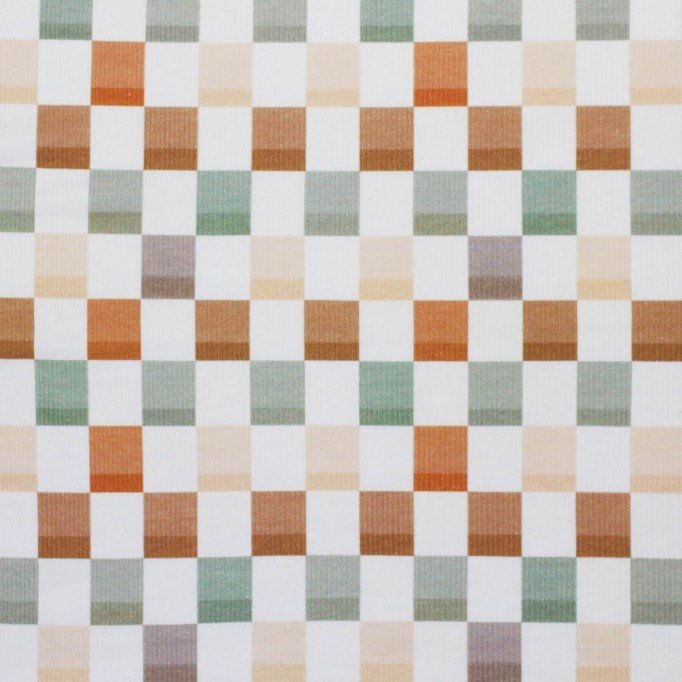 Tessuto Jersey Di Cotone Costine - Blocchi 25mm Marrone Oliva Tessuto Jersey Di Cotone Costine - Blocchi 25mm Marrone Oliva - (Jersey Tessuti)