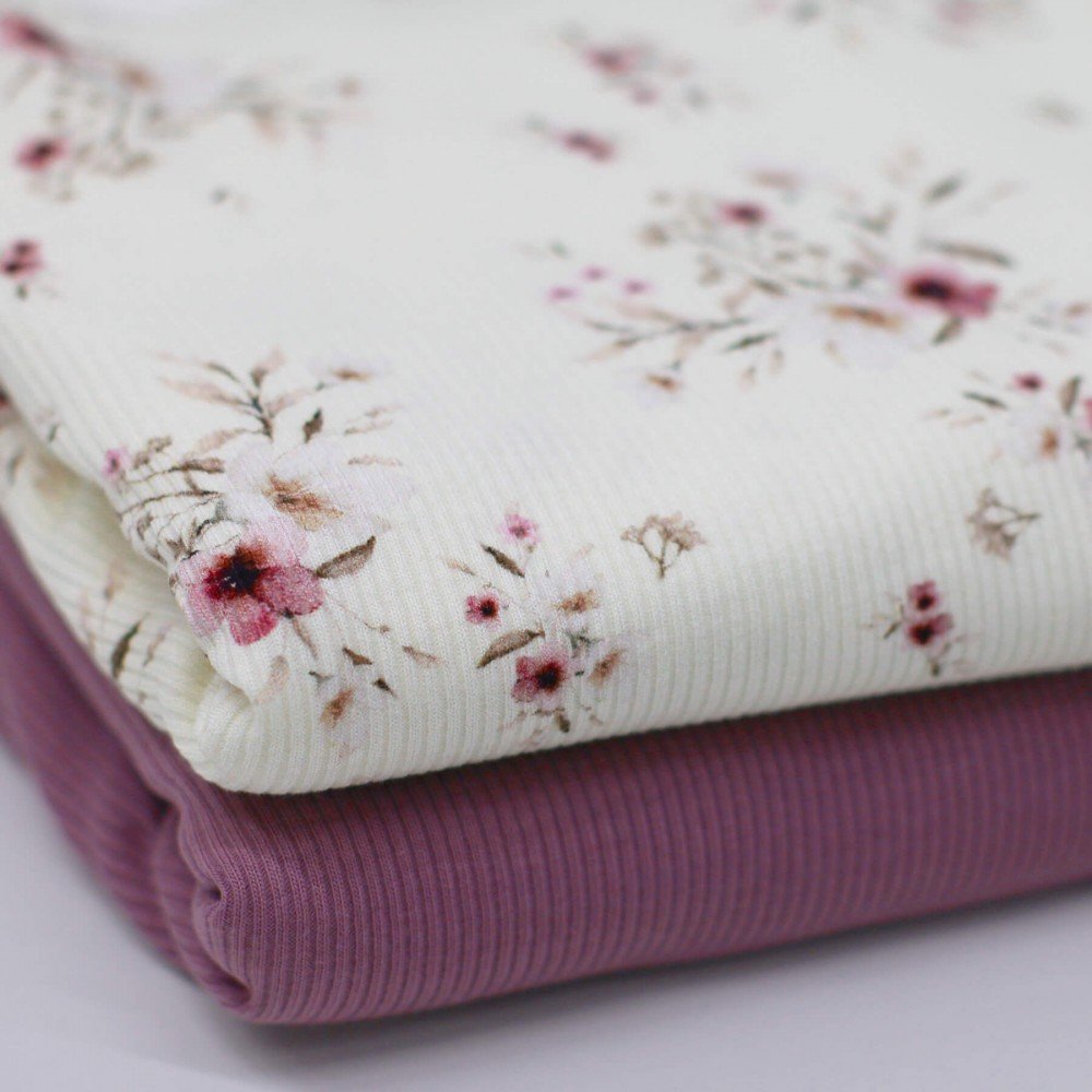 Rib Jersey Strikstof - Kirsebærblomst Gammel Lilla