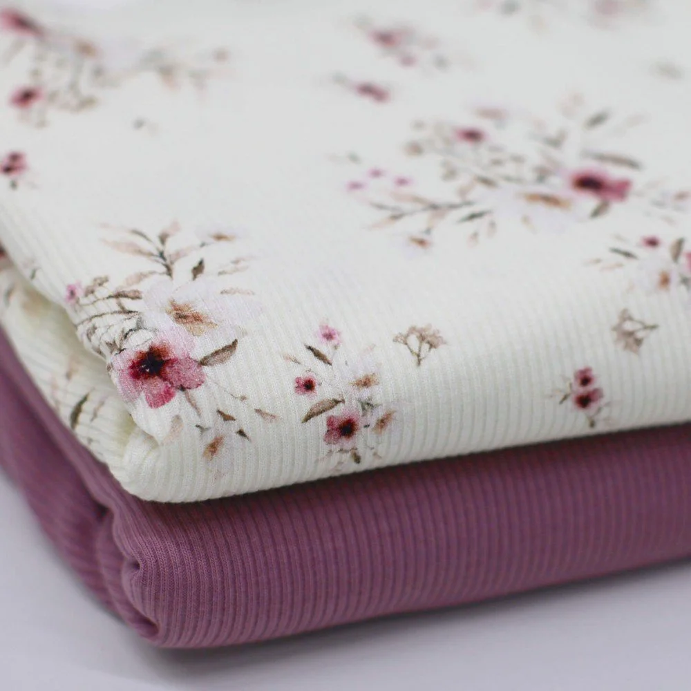 Rib Jersey Stof - Kersenbloesem Oud Lila 