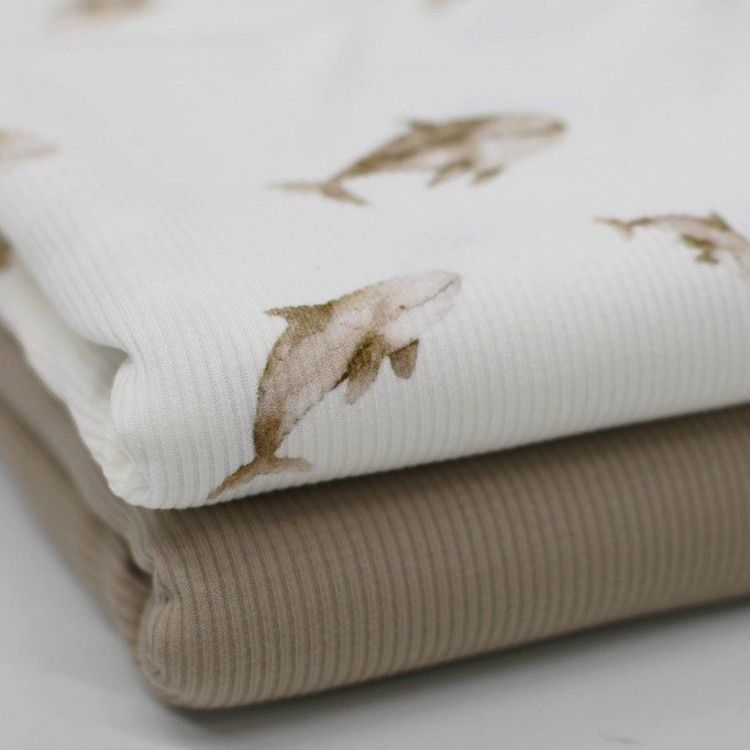 Tessuto Jersey Di Cotone Costine - Orca Beige Tessuto Jersey Di Cotone Costine - Orca Beige - (Jersey Tessuti)