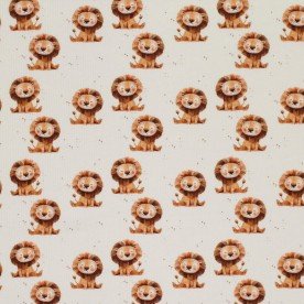 Rib Knit Jersey Fabric - Lions Light Beige