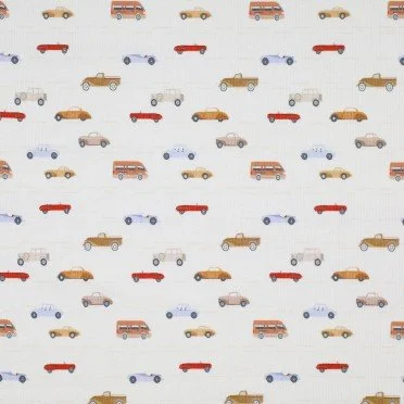 Rib Knit Jersey Fabric - Little Cars - (Jersey Fabrics)
