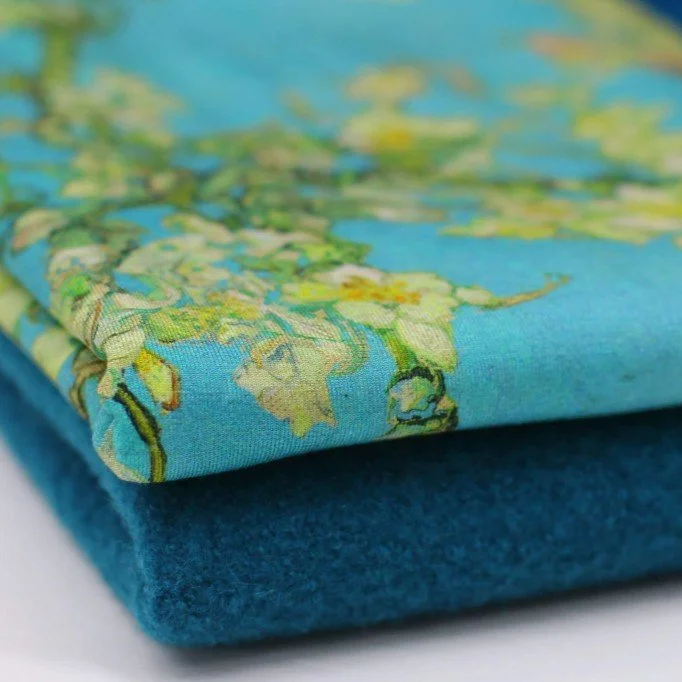 Tissu Jersey Bambou Impression Numérique - Fleur D'amandier De Van Gogh Tissu Jersey Bambou Impression Numérique - Fleur D'amandier De Van Gogh - (Tissu Jersey Imprimé )