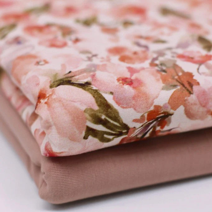 Baumwolljersey Digital - Dusty Rosa Rose Blume Baumwolljersey Digital - Dusty Rosa Rose Blume - (Baumwolljersey Digitaldruck)