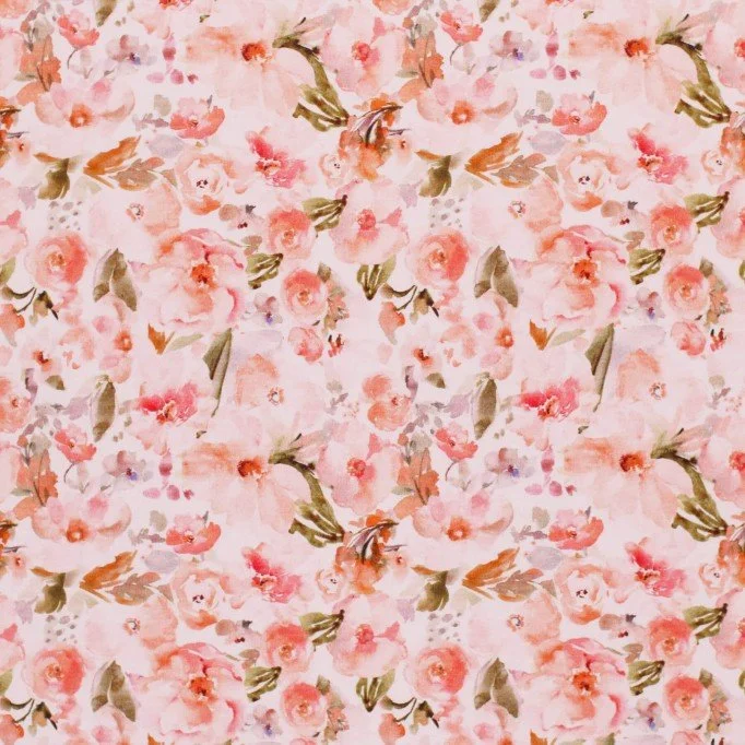 Baumwolljersey Digital - Dusty Rosa Rose Blume Baumwolljersey Digital - Dusty Rosa Rose Blume - (Baumwolljersey Digitaldruck)